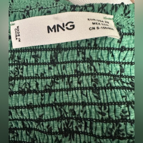 Mango MNG Green Ruffle Long Sleeve Crop Top Green Black XS - Picture 7 of 7